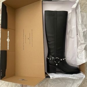 Marc Fisher Black Leather Boots (Brand New)